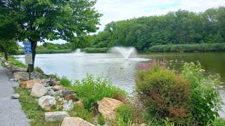 Walk tour inside Duck Pond in Secaucus, New Jersey, USA