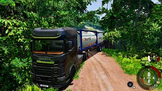 Segra Truck: Bad Road | Empty Double Tanker | BeamNG.drive (Gamepad Gameplay)