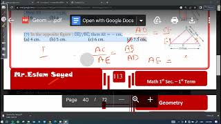 Sec.1 (H.W. Parallel lines & proportional parts) "Geometry"