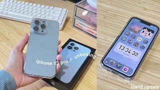 sierra blue iphone 13 pro unboxing, cam test and ios15 set up 🐻