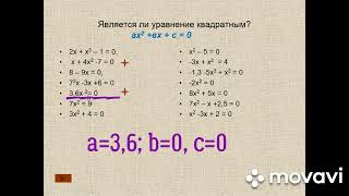 Квадратные уравнения  Основные понятия