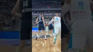 BASKETBALL LUKA DONCIC SENDS HIM FLYING THEN STARES HIM DOWN BEFORE SCORING VS GREECE #shorts