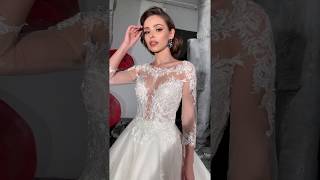 Riviera powder long sleeve bateau  ballgown wedding dress -1