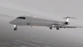 Flight Simulator - RFS - landing CRJ900 with turbulence, windshear, rain & crosswind