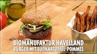 Biomanufaktur Havelland Burger mit Süßkartoffel-Wedges