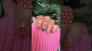 Paper napkin Christmas nails #christmasnails #christmasnailart #nailartdesigns #diynailhack #shorts