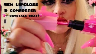 ASMR💋new lipgloss 😍& comforter, lipstick application & crystals otd