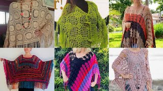 Outstanding crochet ponchos / warp / coverup latest designs  handmade granny square pattern