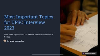 UPSC 2023 Interview Questions being asked and important topics Part 1