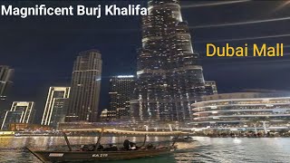 magnificent view of burj khalifa/world tallest tower/dancing fountain show/dubai mall