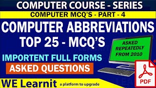 Top 25 computer abbreviations | Most important computer abbreviation| We learnit