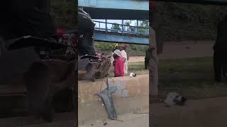 2 people feared dead after a car lost control and rammed into a foot bridge along thika rd