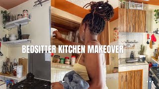 INSTALLING HANGING SHELVES,ORGANIZING KITCHEN CABINETS,CLEANING,STORAGE JARS|My Small Kitchen Tour