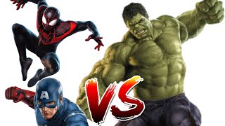 Hulk VS Spiderman Avengers, Spider-Man, Iron Man, Captain America, Superman, Batman, Thanos.