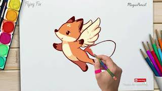 How to draw a Flying Fox, a Fox with wings