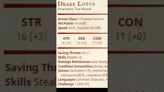 The Drake Lotus Stats Revealed! #gaming #dnd #rpg #dnd5e #dmsguild #homebrew #freeresource