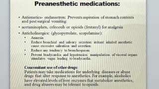 Pre Anesthetics and General Anesthetics