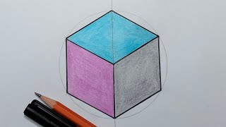 3D colorful box drawing | Easy 3D shapes drawing | Easy geometrical shapes drawing | diy