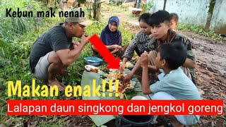 MAKAN ENAK!!!LALAPAN DAUN SINGKONG DAN JENGKOL GORENG,SAMBEL TERASI IKAN ASIN