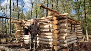 building a tiny rustic wilderness log cabin (episode 18 ) # WaterproofTheFoundation