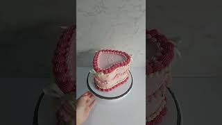 Pink vintage heart cake | Buttercream| Decorating techniques and Ideas| Flowers| Rose|viral