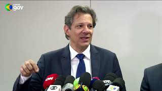 28/7/2023 Ministro da Fazenda Haddad fala de juros, nota de crédito do Brasil e programa Desenrola.