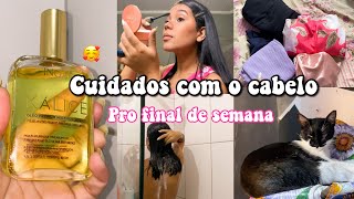 VLOG : CUIDADOS COM O CABELO , FINAL DE SEMANA NA CASA DOS MEUS PAIS , GRWM 💗✨