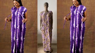 HOW TO MAKE A SIMPLE BOUBOU DRESS WITH KIMONO CAP SLEEVES AND ROPES AT THE NECKLINE