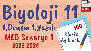 Biyoloji 11. Sınıf 1. Dönem 1. Yazılı Ortak yazılı MEB Senaryo 1 açık uçlu/klasik Biyoloji 2023 2024