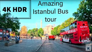 Amazing Istanbul 1 || 4K HDR : city tour from window seat hop-on Bus || Trawellbeings