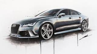 Audi RS7 Watercolour - Painting by Roman Miah 1080p