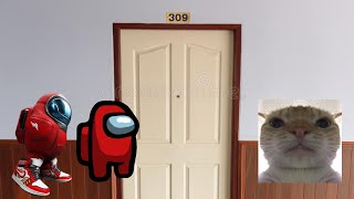 playing DOORS with among us roblox