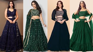 Flipkart Beautiful Lehengas Collection | Mehndi Function Lehenga | Green Blue Designer Lehenga