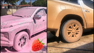 мойка внедорожного джипа 4x4 с клубничным молочным коктейлем 🍓 САМЫЙ ГРЯЗНЫЙ ДЖИП! #clean #ASMR