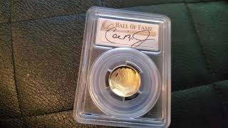 MLB Baseball Hall of Fame 2014 gold coin signed by Cal Ripken JR