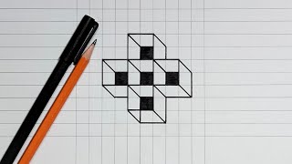 Easy 3D pattern art | How to draw a 3D drawing on paper