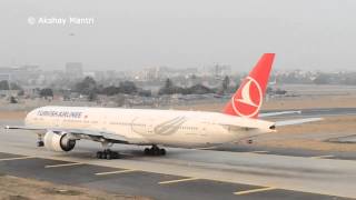 Turkish Airlines B777-300ER (VT-JEN) Take off from Mumbai (Close UP)