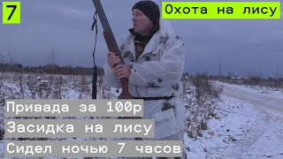 Охота на ЛИСУ с ЗАСИДКИ. ПРИВАДА за 100р. Сидел 7 часов в засидке.