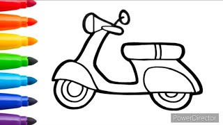 How To Draw a Vespa Scooter For Kids and Toddlers || Kids Step by Step Easy Drawing ||