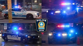 Montréal | Police Department Cruisers Respond Lights & Sirens + City Nightlife Scenes