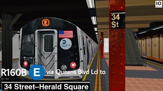 OpenBVE NYCTA: Kawasaki R160B Siemens (E) Train Jamaica Center- 34 ST  Queens Blvd Local.