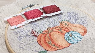 🪡 Thread Painting for the fall leaf 🍂 Hello Autumn 🍁 Hand Embroidery Stitch-Along Part 2