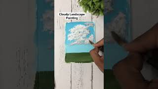 Cloudy Landscape Painting with Acrylic Colours #shorts #youtubeshorts