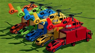 LOAD & TRANSPORT HELICOPTERS & LAMBORGHINI URUS CARS WITH SUZUKI TRUCKS - Farming Simulator 22