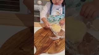 2 Year Old Makes Flower Butter Cookies #shorts