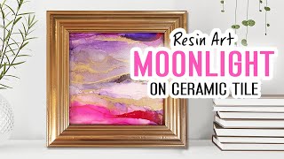 Alcohol Ink Art - Ceramic tile series - Moonlight