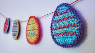 How to Crochet: EASTER EGG GARLAND | COASTERS (Free Crochet Pattern)