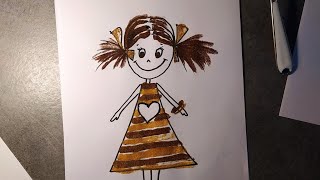 Disegno facile, impariamo a disegnare una bimba, arte per bambini, tocco magico delle spezie 😃