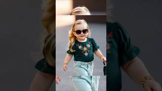 "Stylish Toddler Strutting with Confidence in Sunglasses and Floral Fashion"#cute #kidsvide#shorts