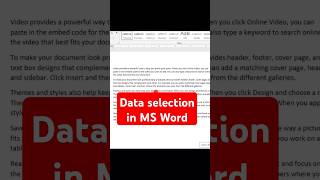 Data selection in ms word | Ms word tutorials in Hindi #wordshortcutkeys #wordshortcuts #wordshorts